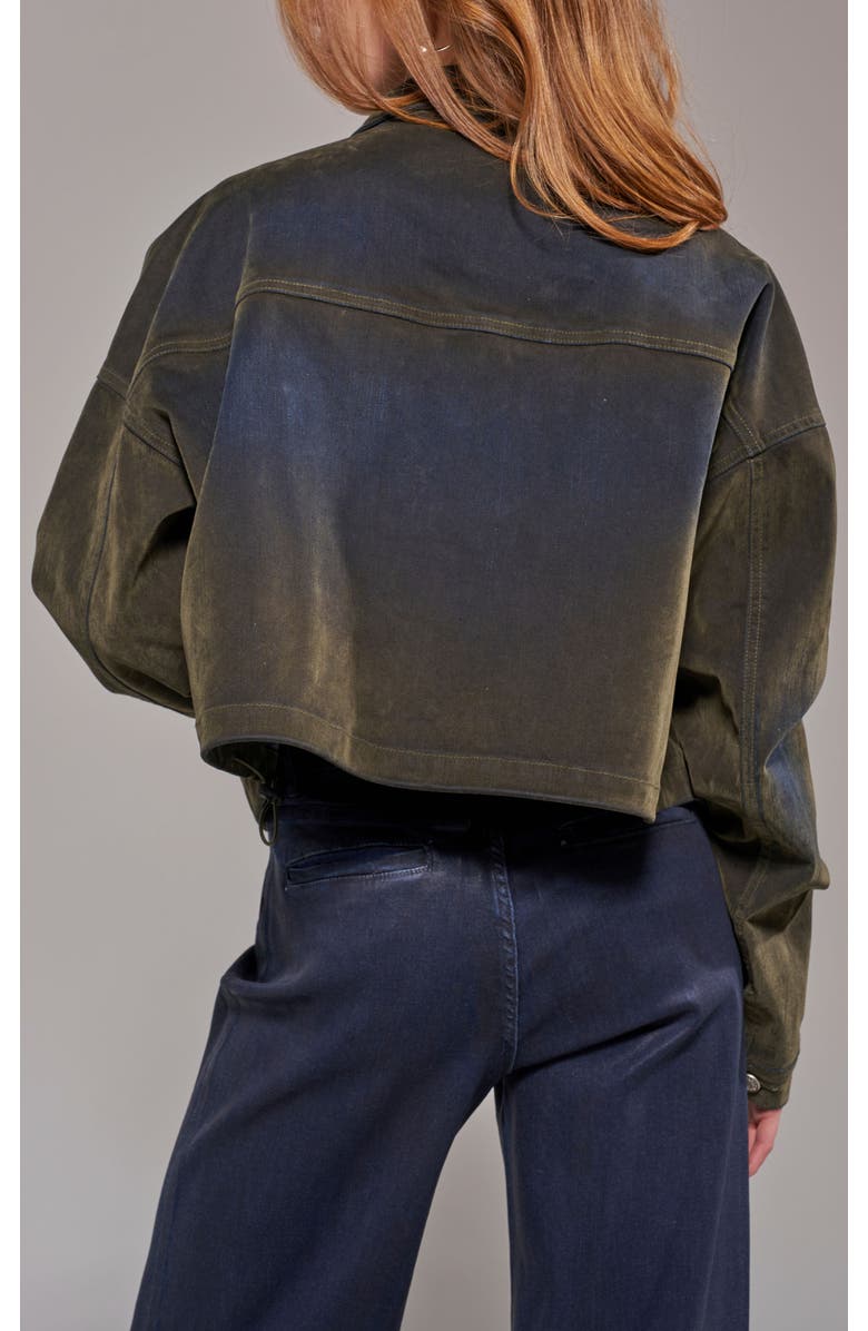 AZALEA WANG Sampson Velvet Denim Jacket, Alternate, color, Olive