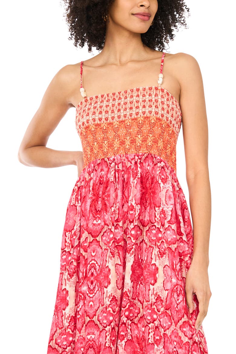 Mixed Print Maxi Sundress, Alternate, color, TANGERINE