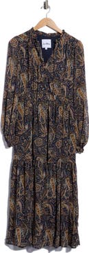 Sam Edelman Paisley Long Sleeve Maxi Dress
