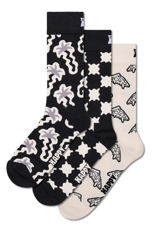 Happy Socks Assorted 3-pack Black & White Socks Gift Box In Black