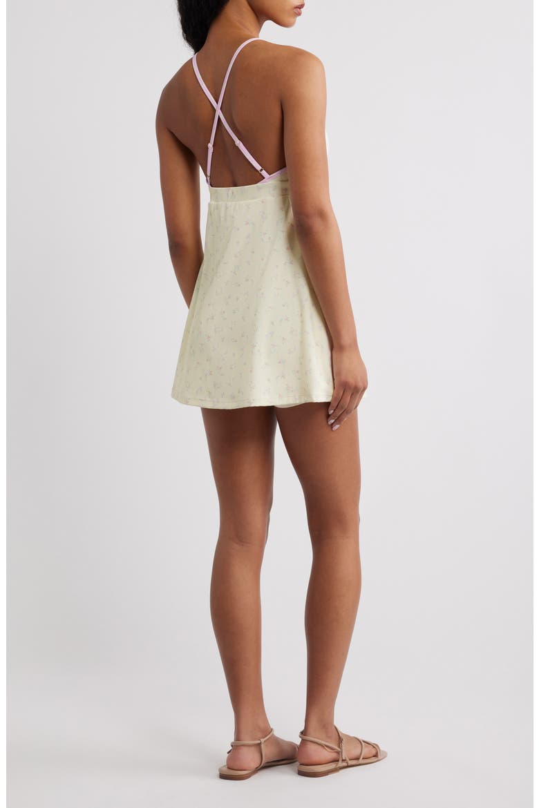 Lashinda Floral Minidress with Shorts Lining, Alternate, color, LEMON HAZE