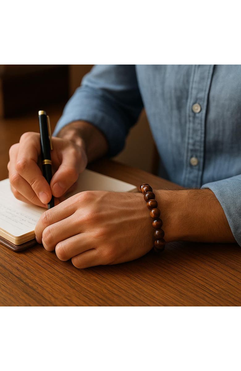 Trafalgar Raja Tiger Eye Stretch Beaded Bracelet, Alternate, color, Brown