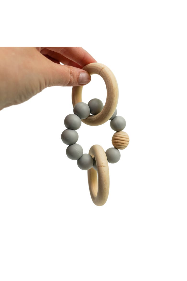 Silicone Beaded Teether Bangles for Babies, Alternate, color, Cloudy grey