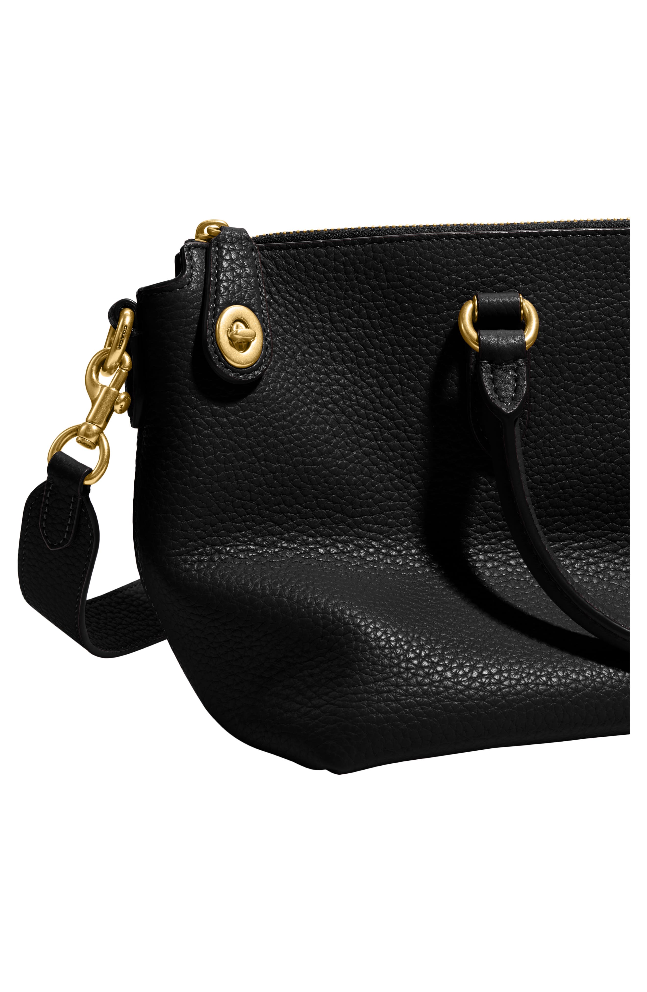COACH Cara Pebbled Leather Satchel, Alternate, color, 