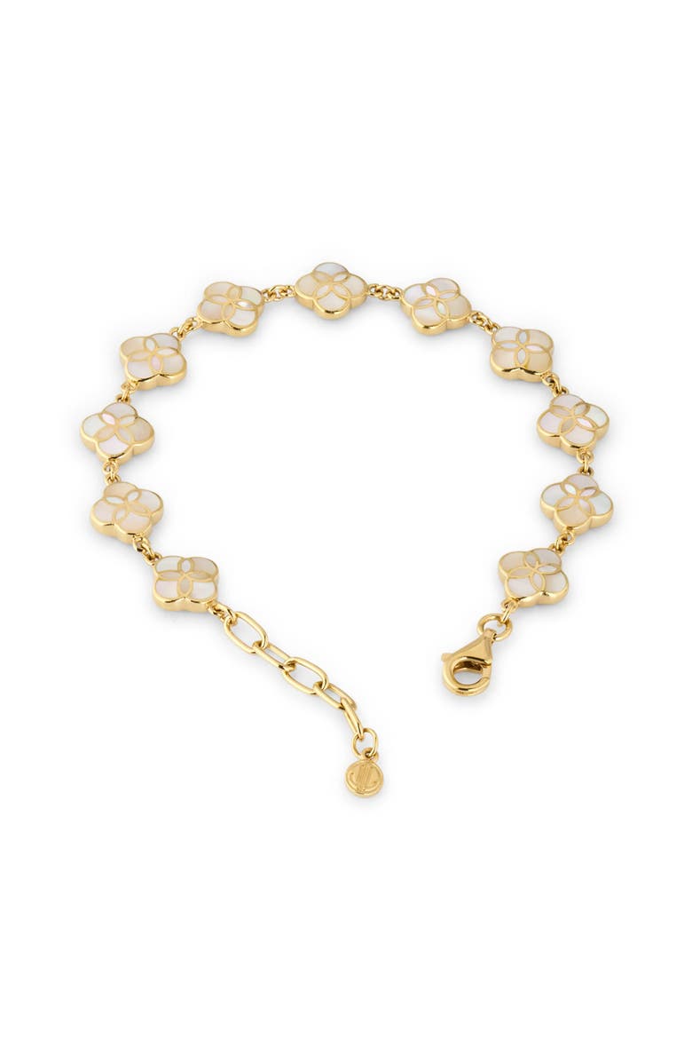 Jan Leslie Sterling With 18K Gold Overlay And Gemstones All Over Petal Bracelet, Alternate, color, White