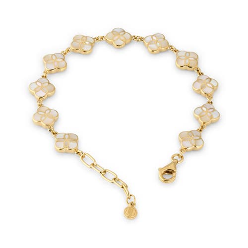 Jan Leslie Sterling With 18k Gold Overlay And Gemstones All Over Petal Bracelet In White