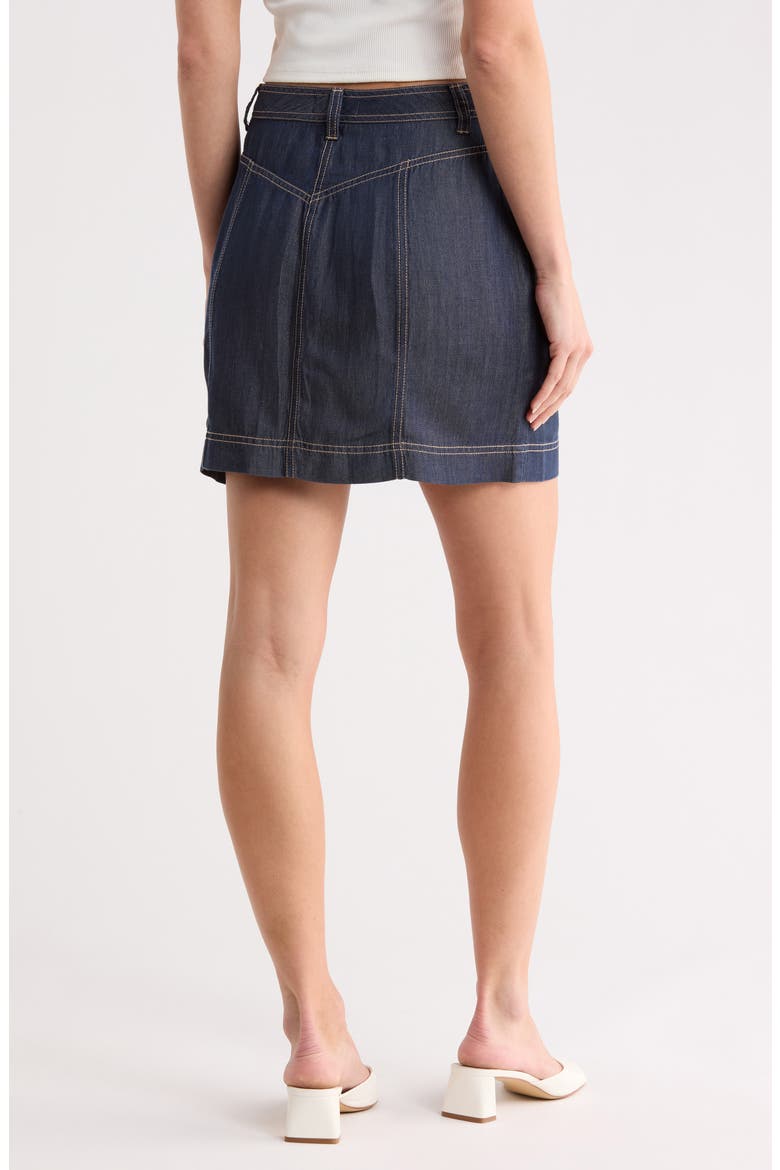 Seamed Button Front Miniskirt, Alternate, color, DARK DENIM