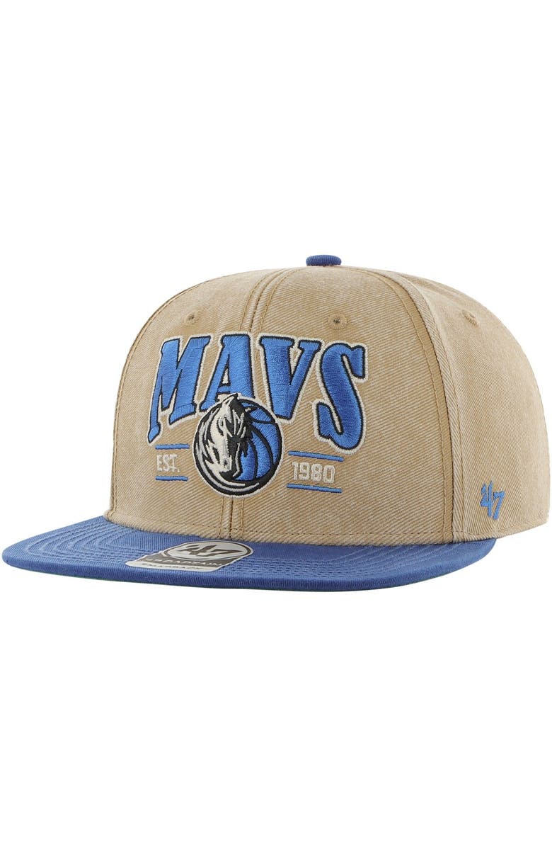 '47 Men's '47 Khaki/Blue Dallas Mavericks Chilmark Captain Snapback Hat, Main, color,