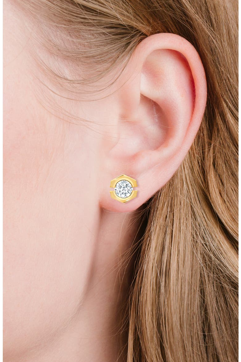 Solara Cubic Zirconia Stud Earrings, Alternate, color, 18KT YELLOW GOLD / CLEAR STONE