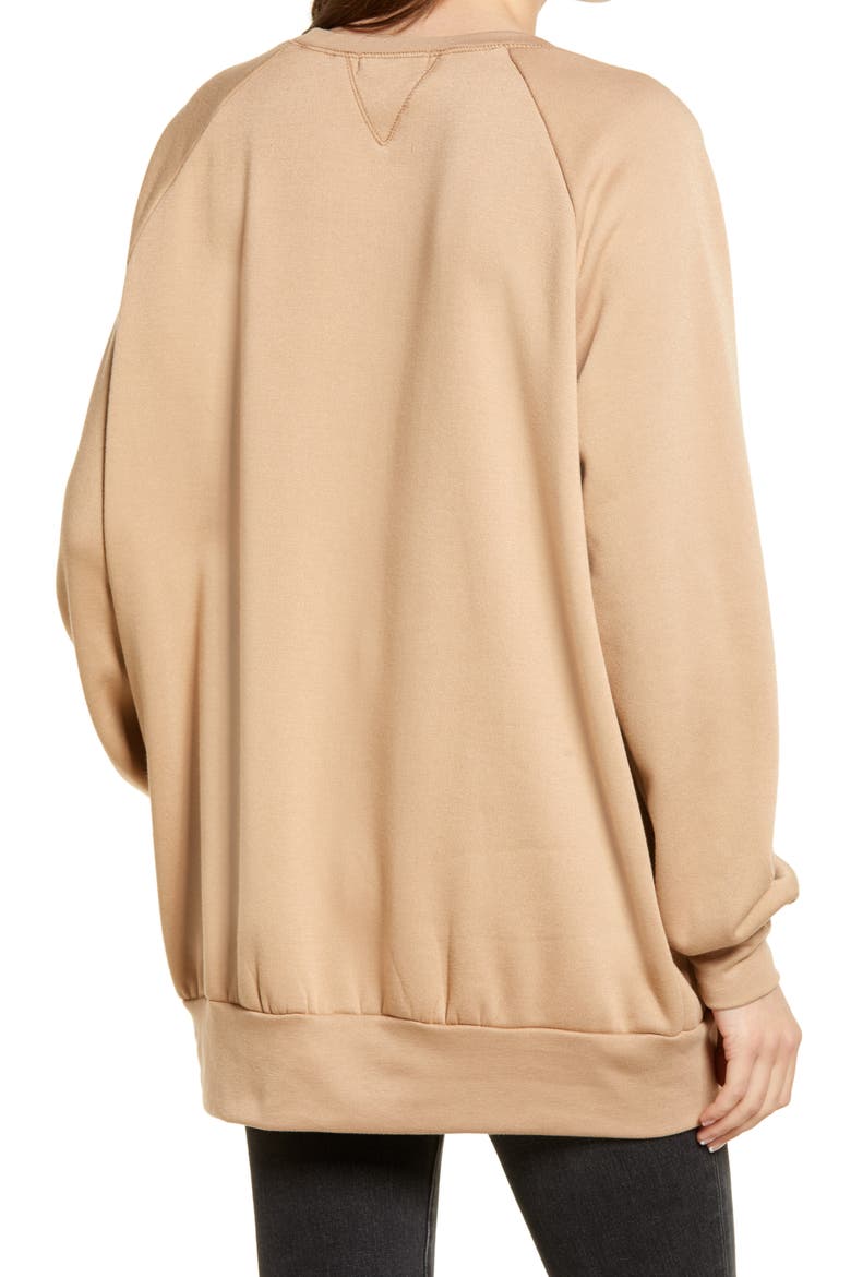 Crewneck Tunic Sweatshirt, Alternate, color, TAN BURRO