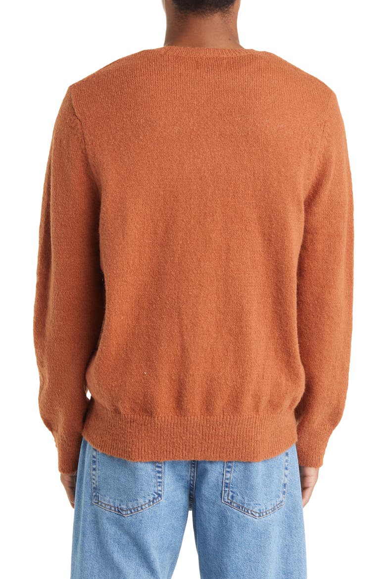 Fluffy Crewneck Sweater, Alternate, color, BROWN