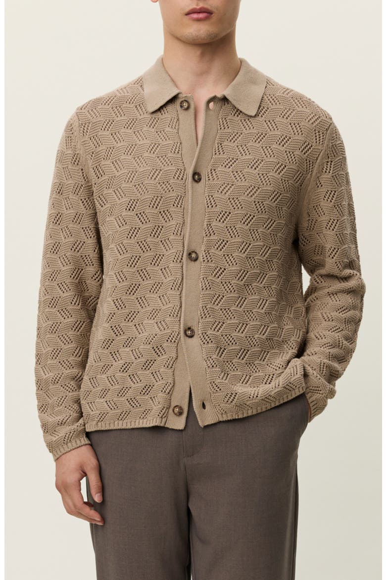 Eloi Open Stitch Cardigan, Main, color, DARK SAND