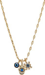 Alex and Ani Evil Eye Triple Charm Necklace