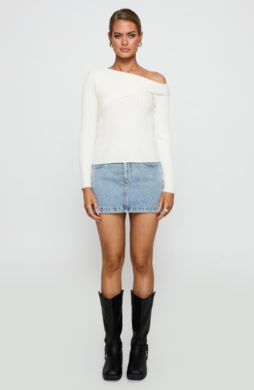 Princess Polly Jaybell One-shoulder Rib Sweater In White