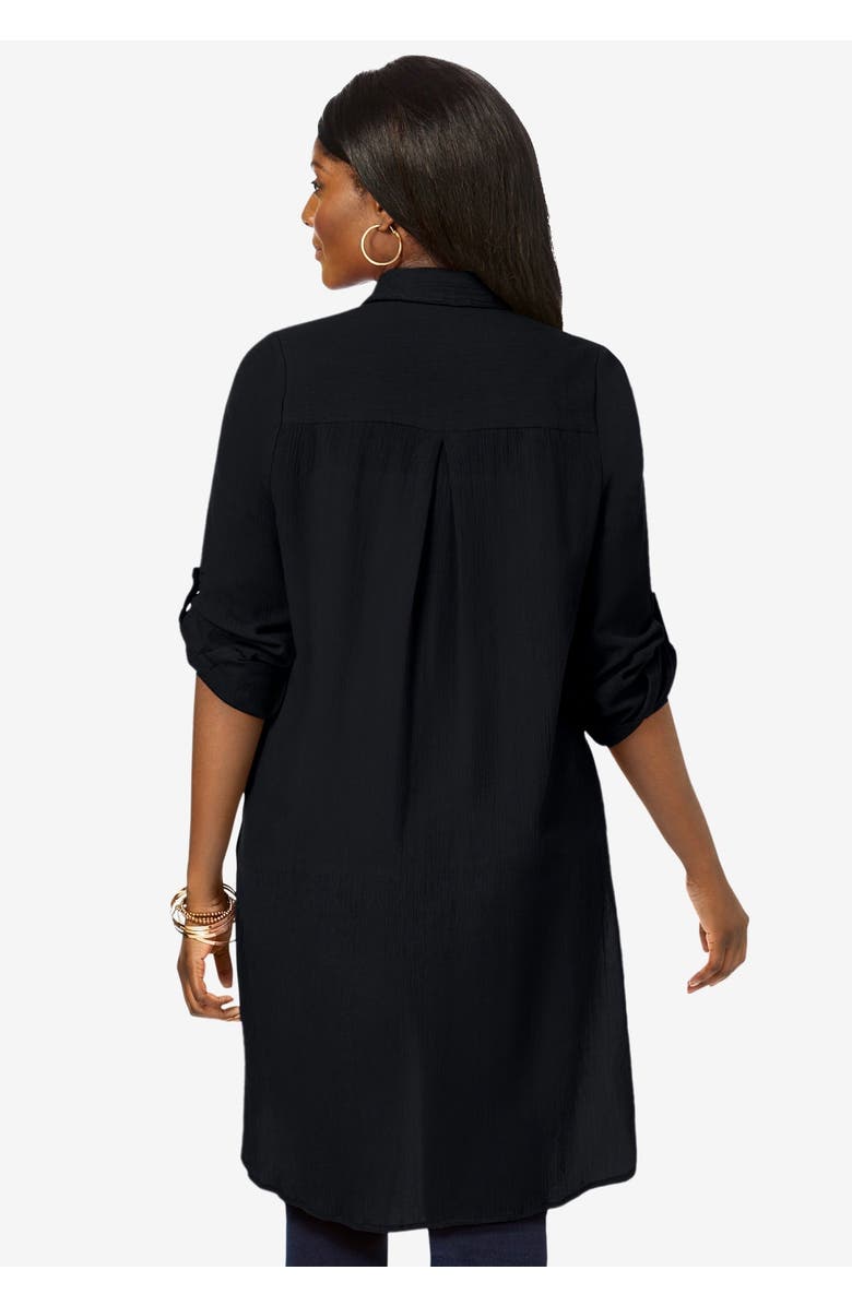 Jessica London Gauze Mega Tunic, Alternate, color, Black