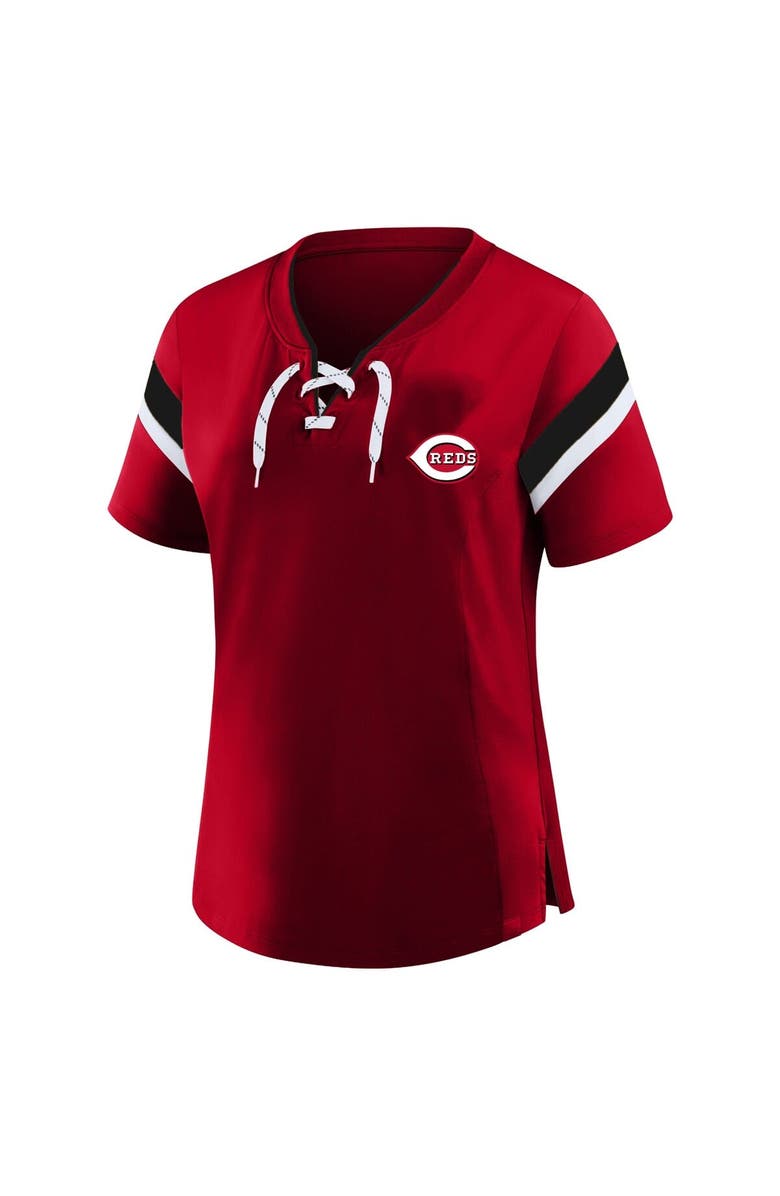 PROFILE Women's Profile  Red Cincinnati Reds Lace-Up T-Shirt, Alternate, color, Red