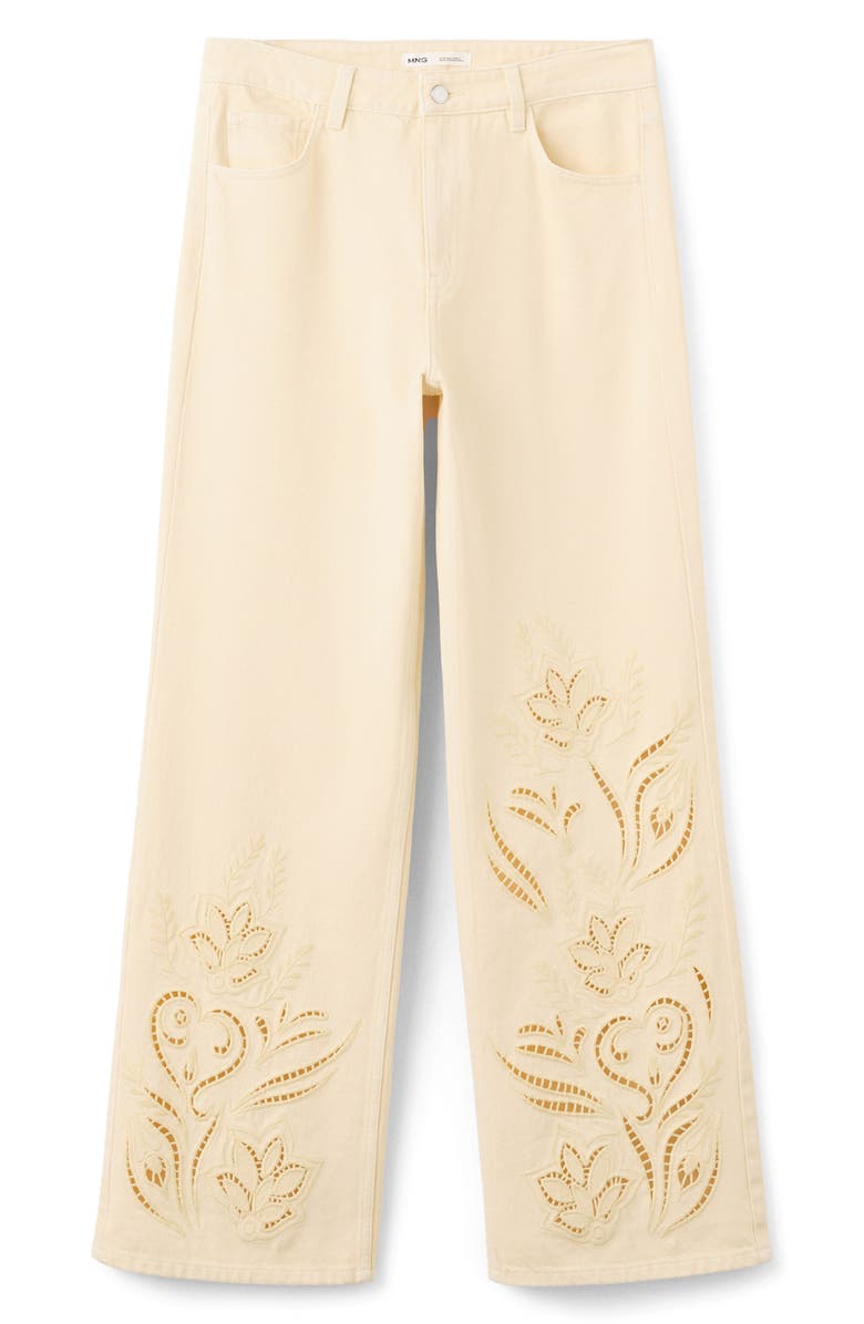 MANGO Open Stitch Straight Leg Jeans, Main, color, Vanilla