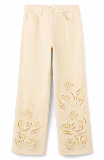 Open Stitch Straight Leg Jeans