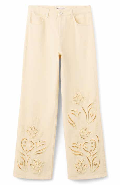Open Stitch Straight Leg Jeans