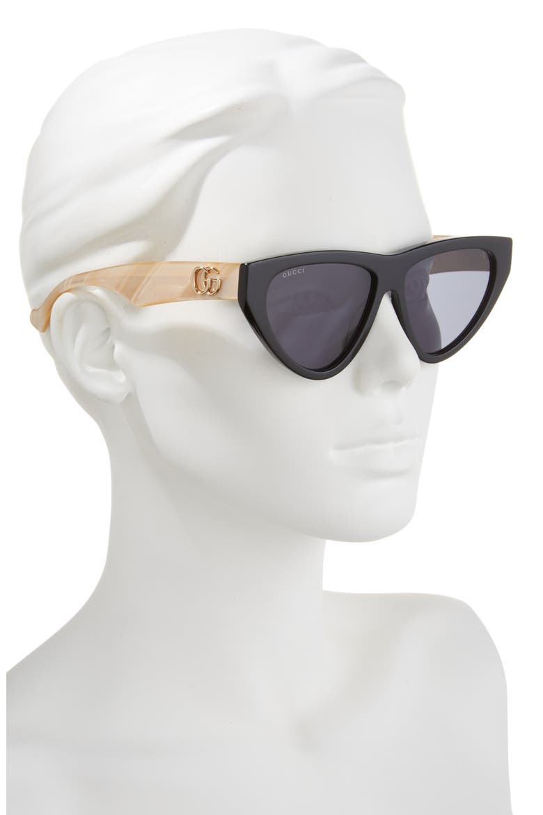58mm Cat Eye Sunglasses, Alternate, color, BLACK IVORY BLUE