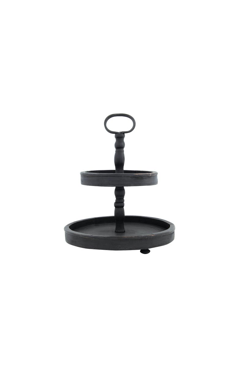Storied Home 2-Tier Tray with Handle, Main, color, Black