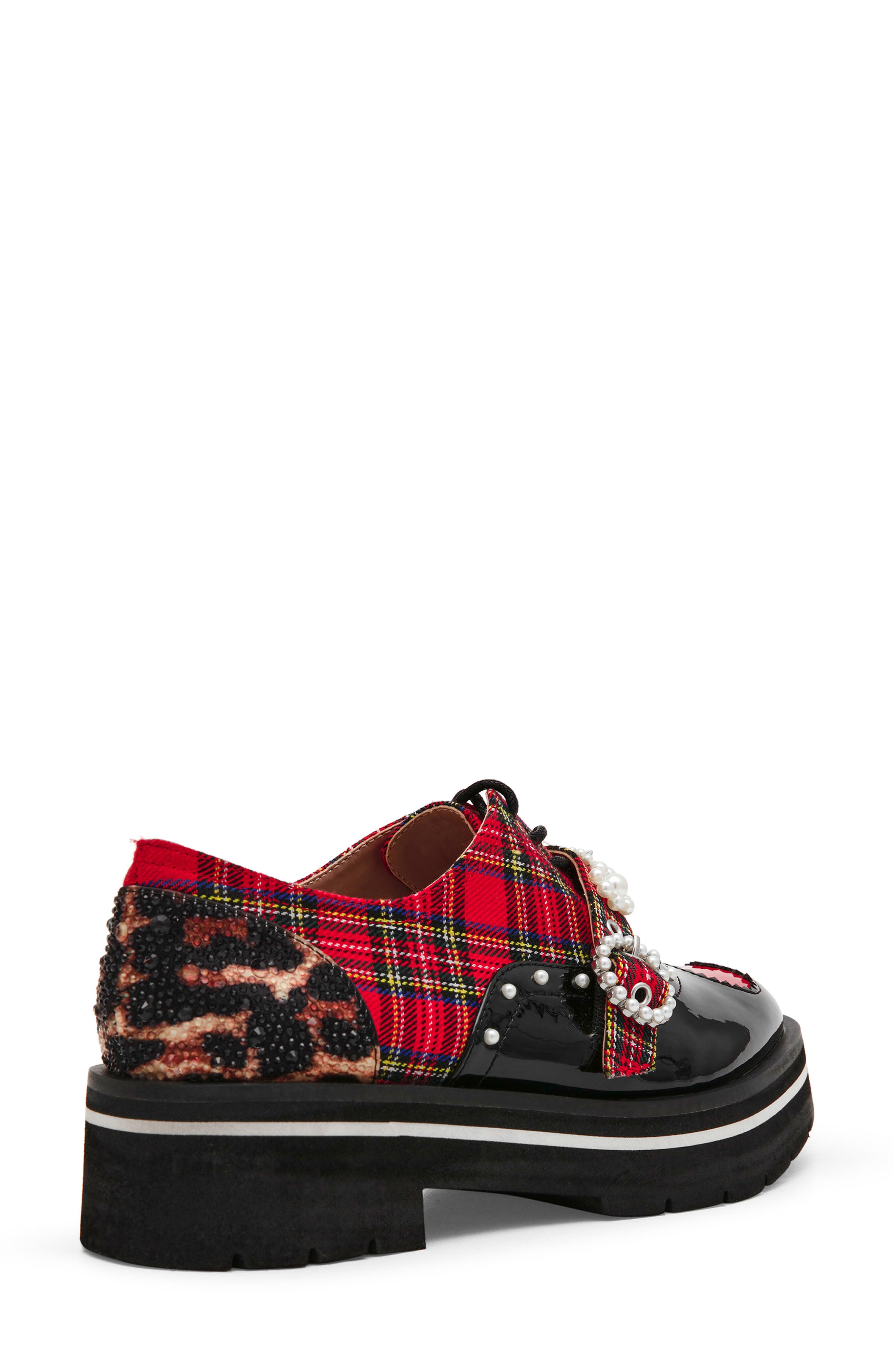 Betsey Johnson Simonee Buckle Derby, Alternate, color, Red Plaid