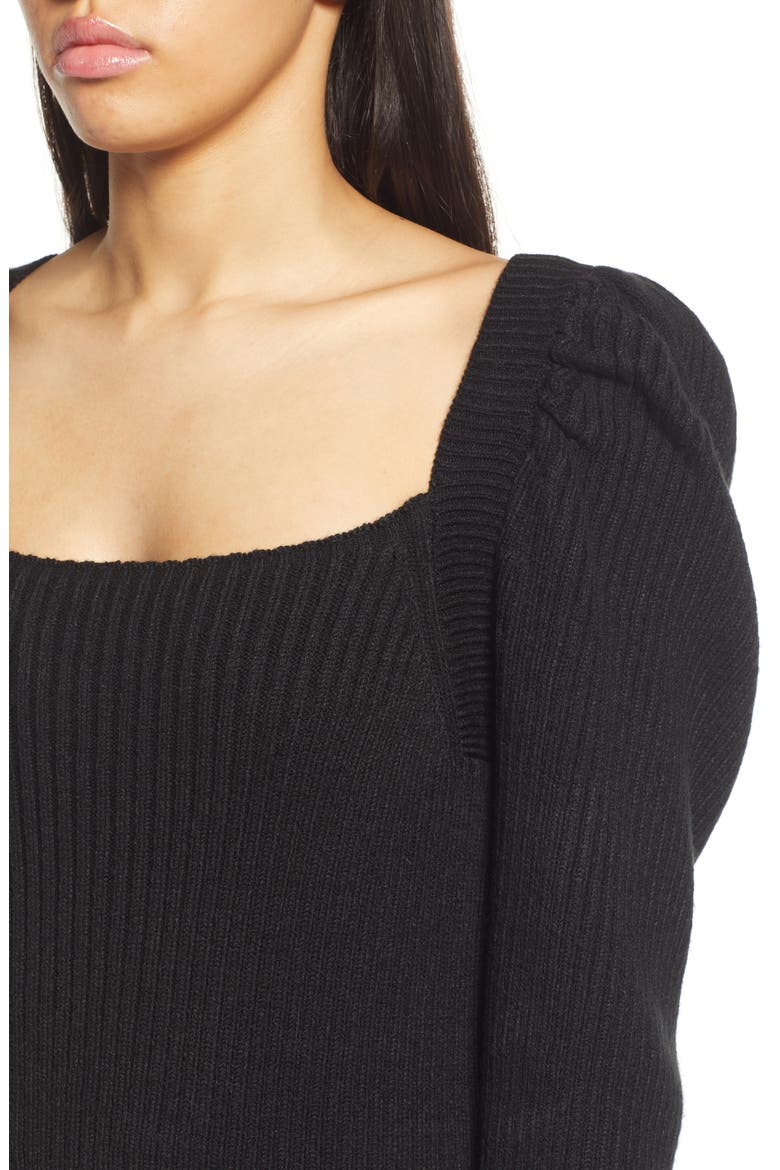 Ribbed Long Sleeve Sweater Dress, Alternate, color, BLACK