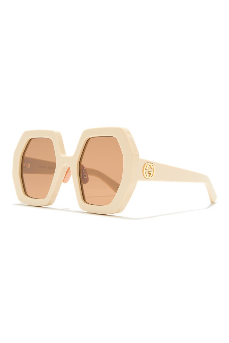55mm Geometric Sunglasses, Alternate, color, IVORY