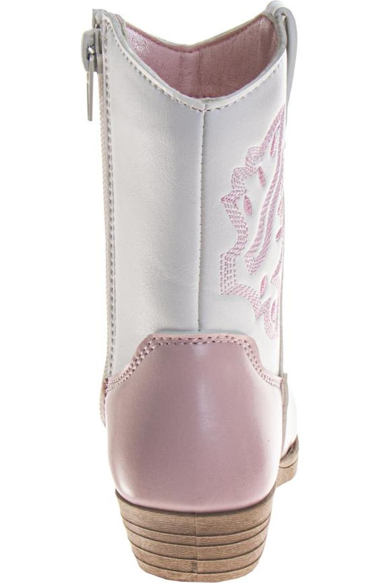 Laura Ashley Girls' Western Boots Stylish TwoTone with Embroidered Detail, Alternate, color, White/Pink