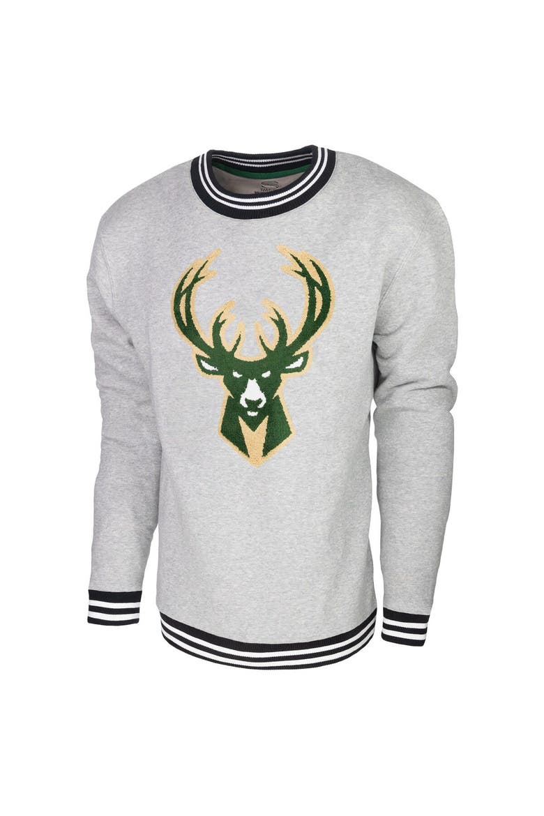 Men's Stadium Essentials Heather Gray Milwaukee Bucks Club Level Pullover Sweatshirt, Alternate, color, Heather Gray