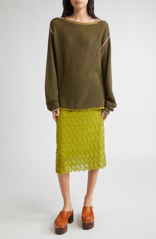 Yanyan Netty Gusset Lambswool Blend Sweater In Green