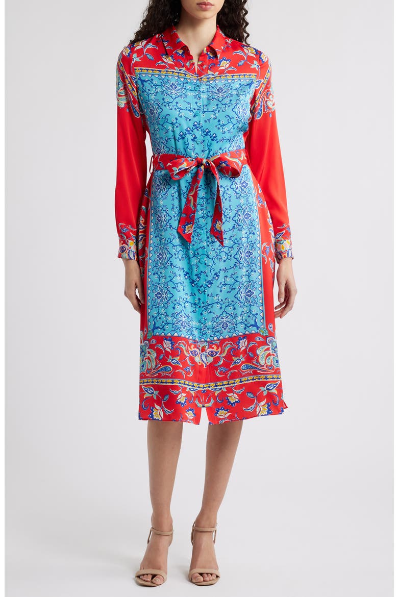 The Paulina Isle of Capri Print Long Sleeve Shirtdress, Main, color, ISLE OF CAPRI PRINT