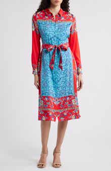 Elie Tahari The Paulina Isle of Capri Print Long Sleeve Shirtdress