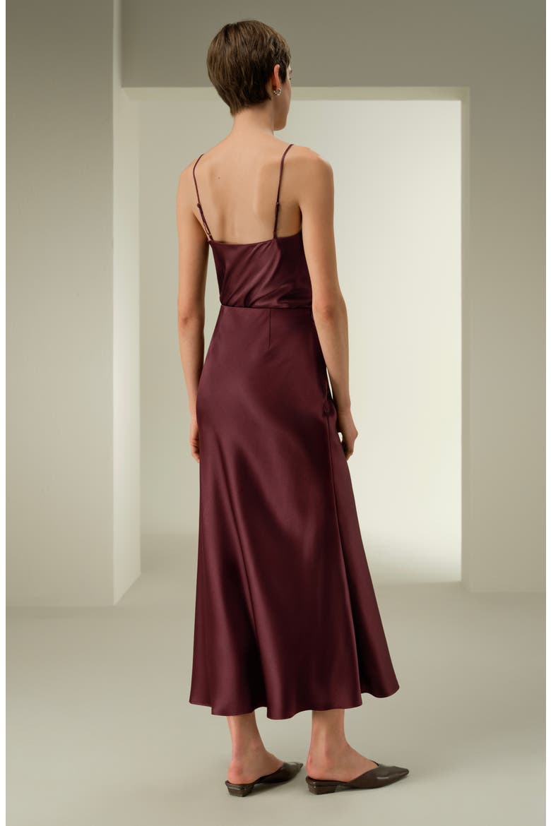 Women's Double-Faced Silk Charmeuse Maxi Skirt, Alternate, color, Pinot Noir