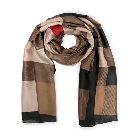 Checkered & Trimmed Ultrasoft Lightweight Scarf
