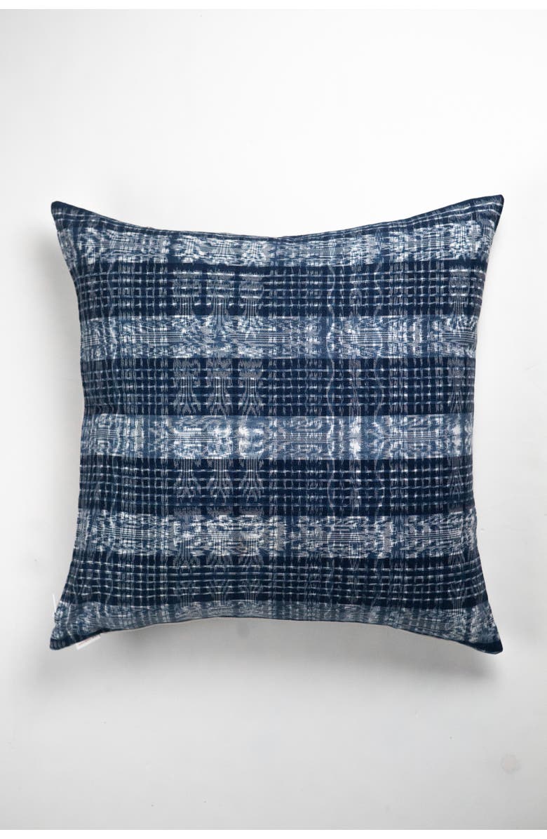 Archive New York Vintage Indigo Handwoven Ikat Throw Pillow, Main, color, Blue