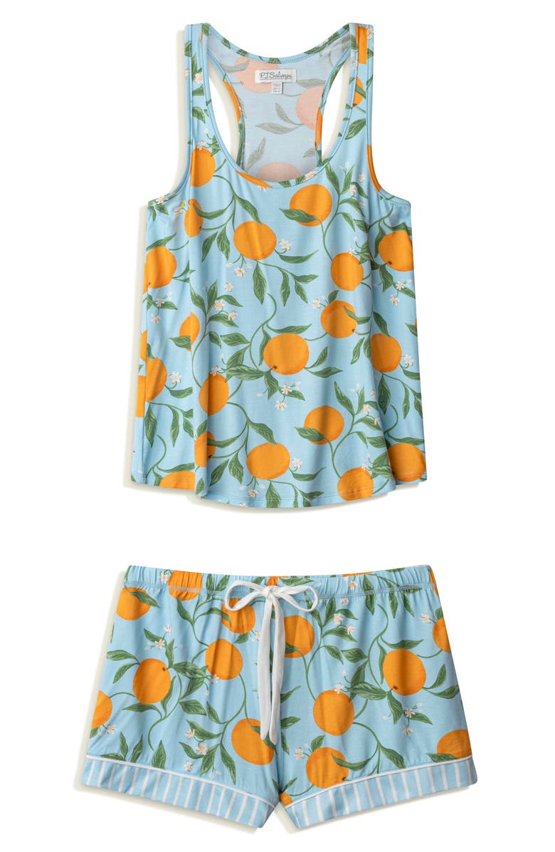PJ Salvage Citrus Dreams Short Pajamas, Alternate, color, Morning Blue