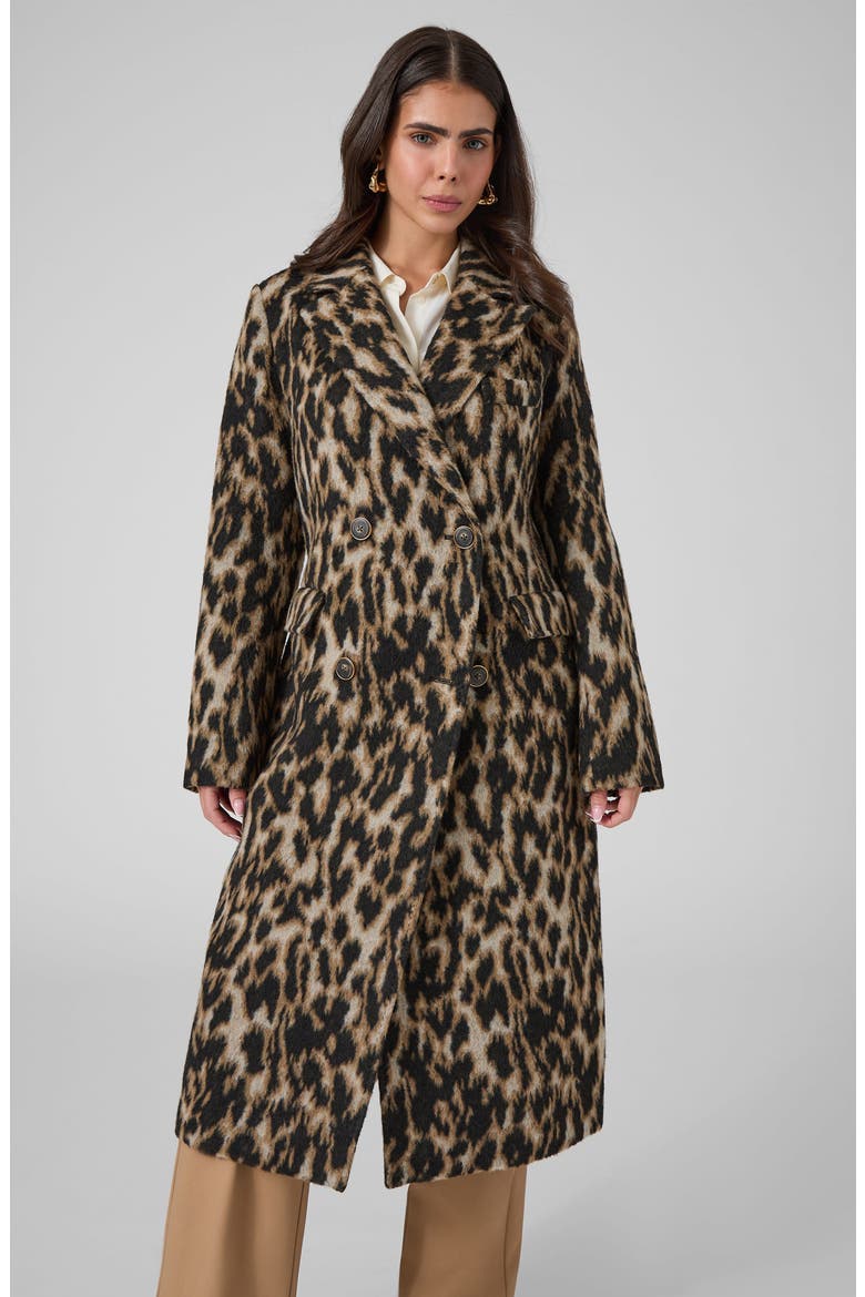 Sahaina Leopard Jacquard Coat, Alternate, color, GOLDEN FUR PRINT