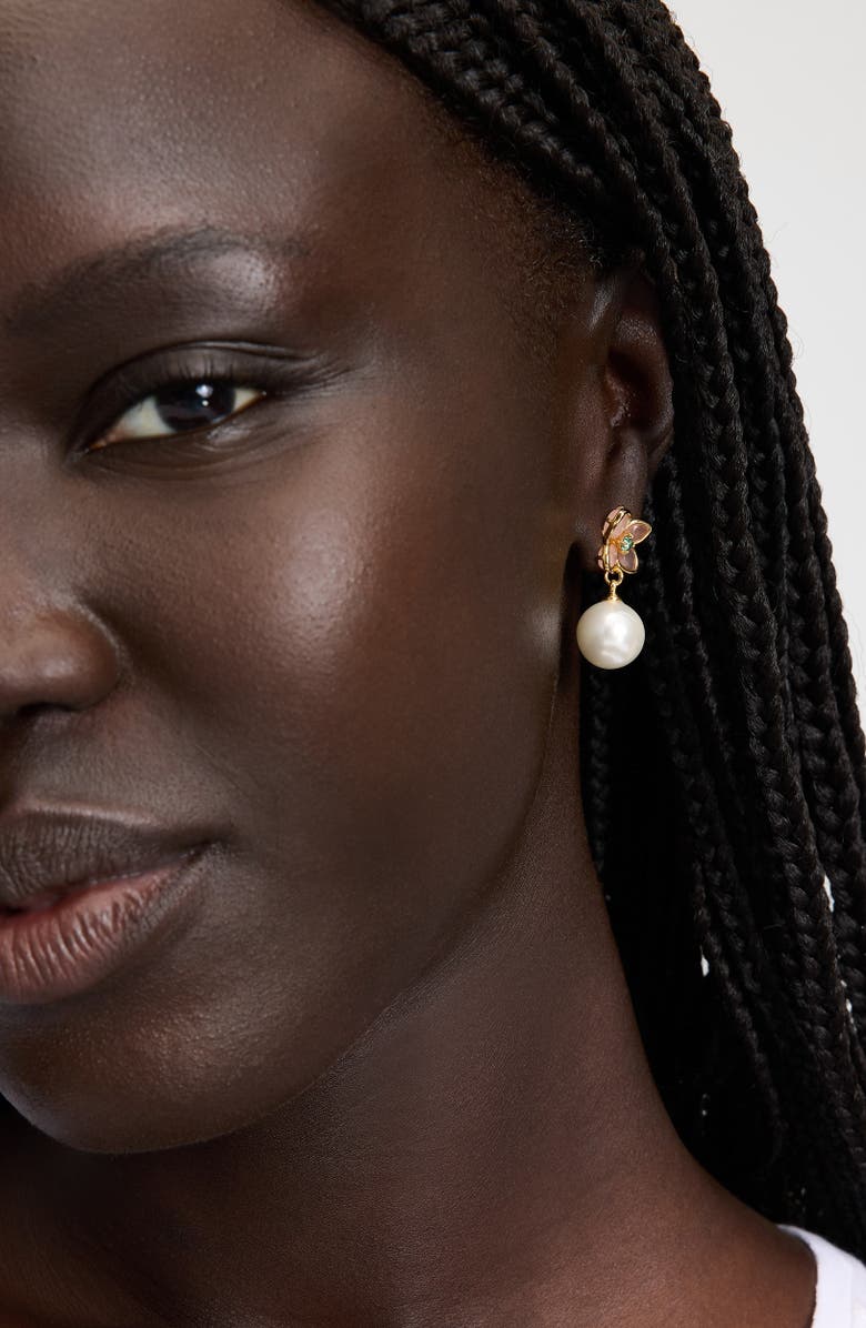 Kate Spade New York pastel petal faux pearl drop earrings, Alternate, color, 