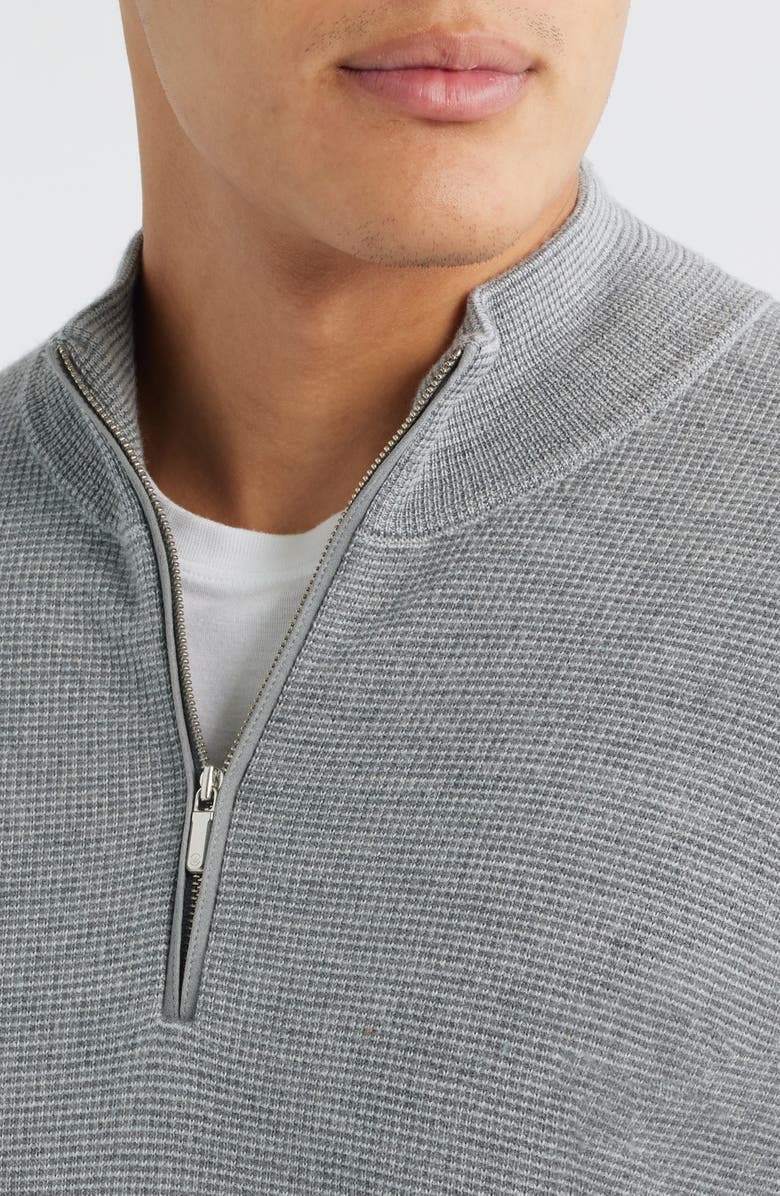 Peter Millar West Merino Wool Quarter Zip Sweater, Alternate, color, British Grey