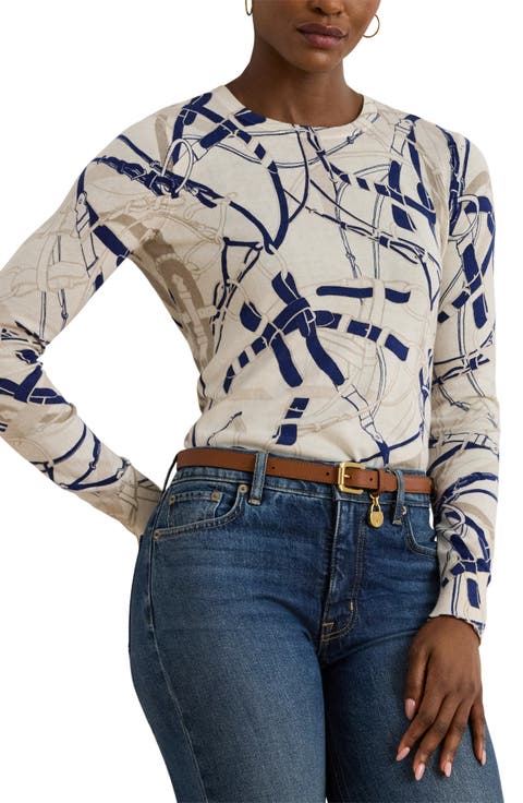 Belting Print Cotton Blend Sweater (Regular & Petite)