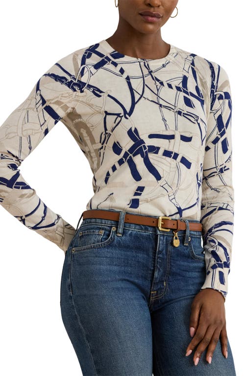 Ralph Lauren Womens Belting Print Cotton Blend Sweater P Xs Xxl In Multi