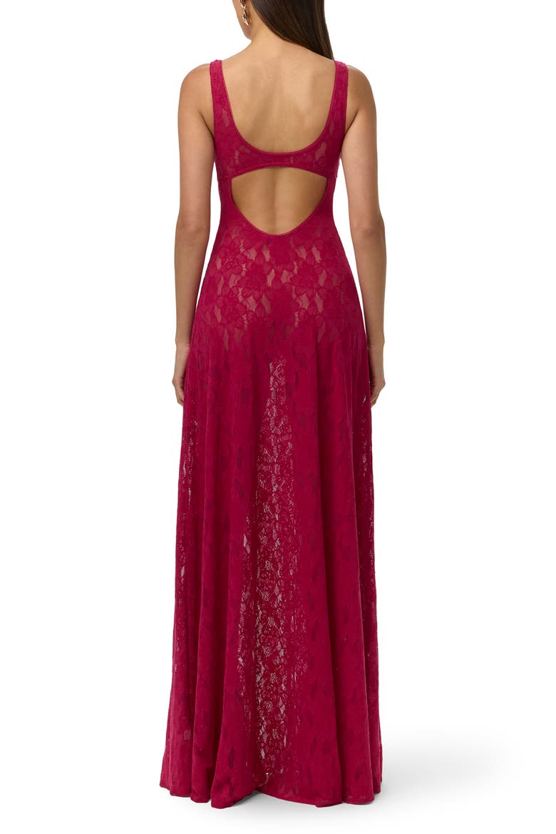 Lace Cutout Maxi Dress, Alternate, color, DARK RASPBERRY