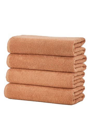 Woven & Weft Cotton 4-pack Textured Bath Towel Set In Mocha