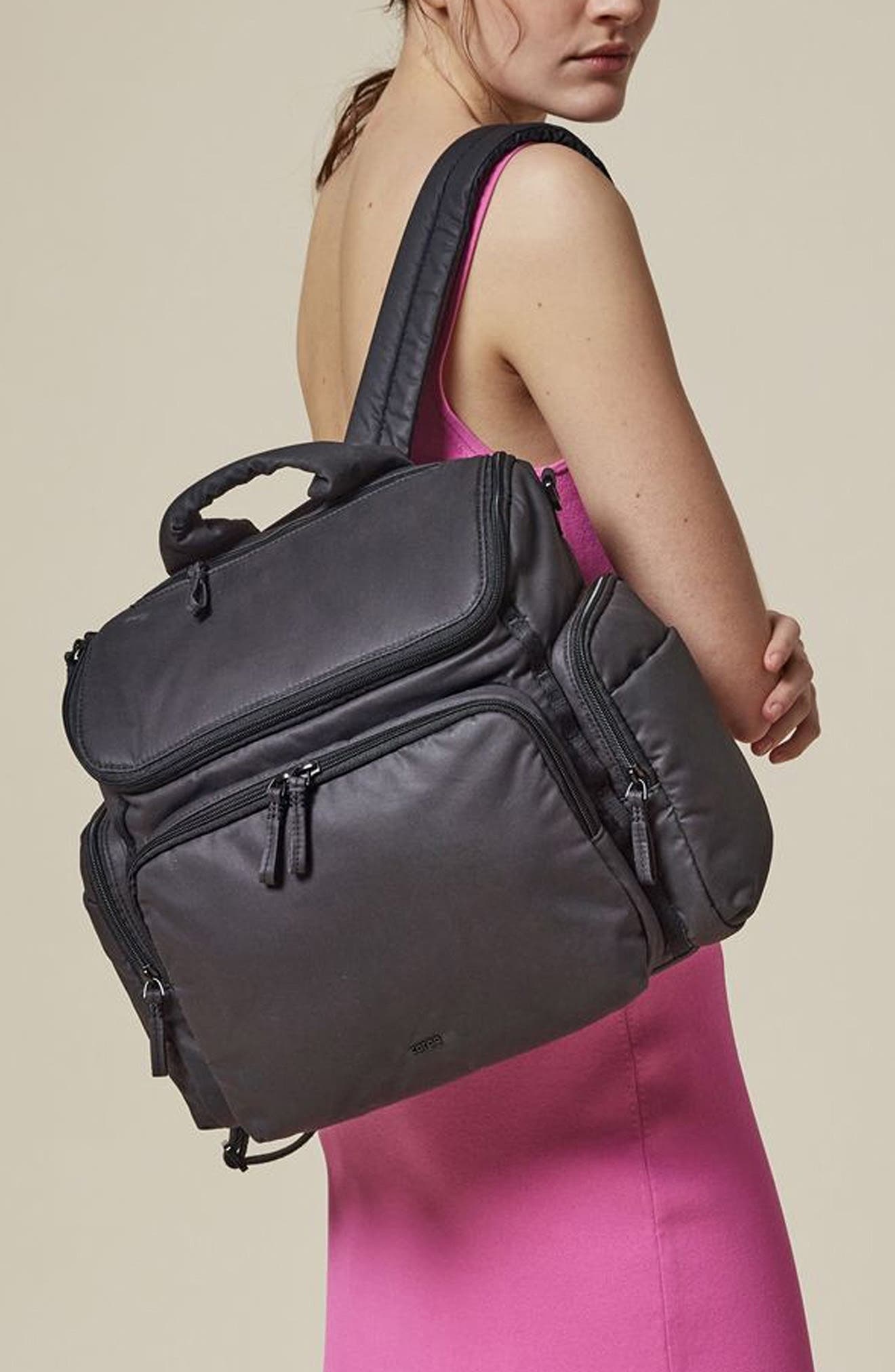 Caraa Medium Baby Nylon Diaper Bag, Alternate, color, Matte Black