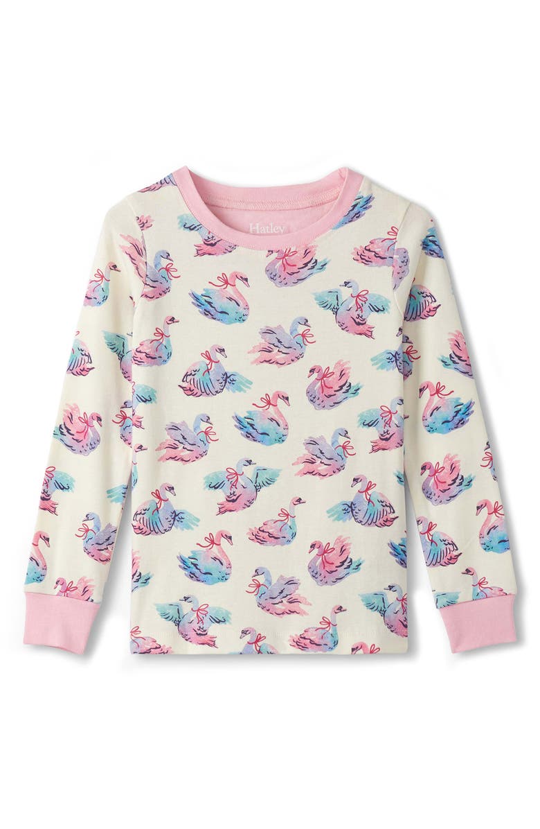 Hatley Kids' Elegant Swans Fitted Two-Piece Pajamas, Alternate, color, Cami Lace