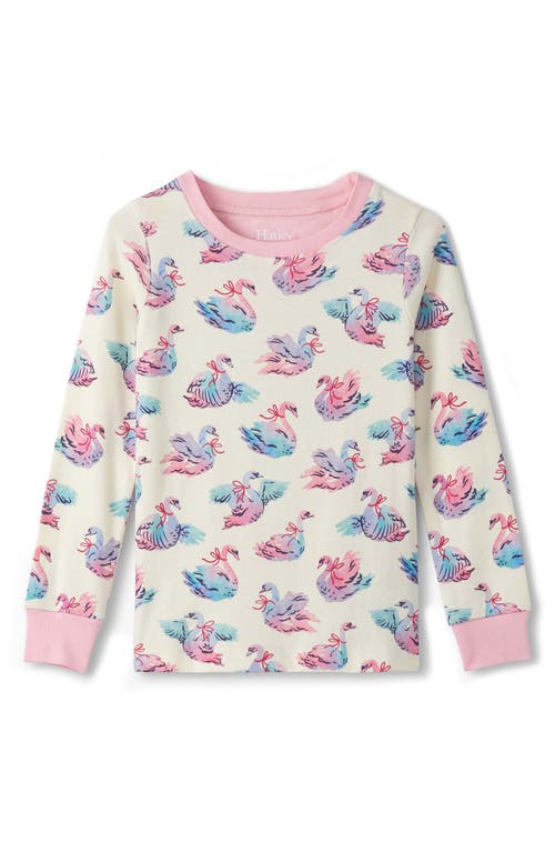Hatley Kids' Elegant Swans Fitted Two-piece Pajamas In Pink