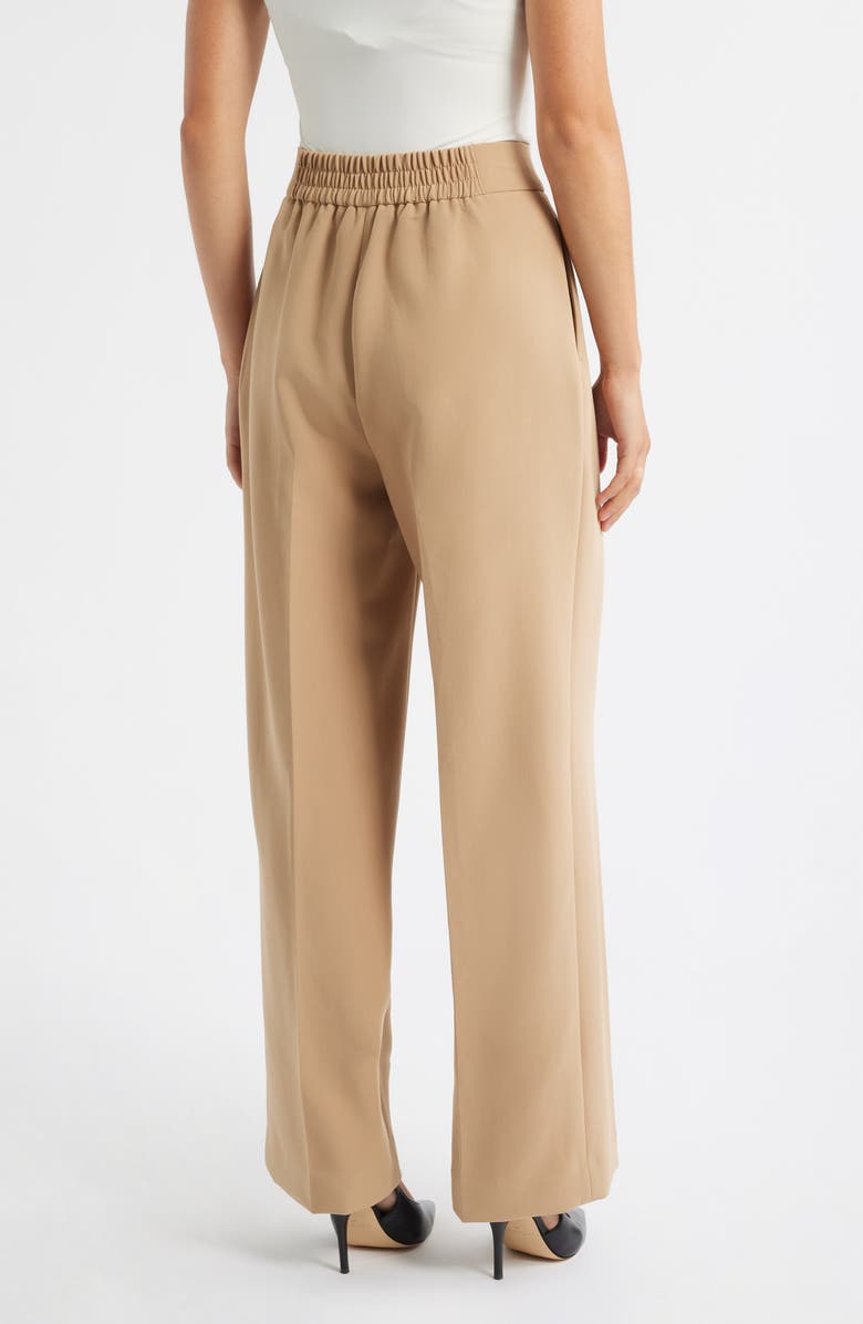 Anne Klein Pleated High Waist Wide Leg Pants, Alternate, color, Light Coffee
