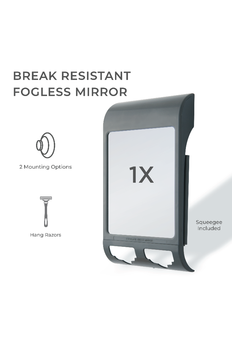 Fogless Shower Mirror with Razor Holder & Squeegee, Alternate, color, Gray
