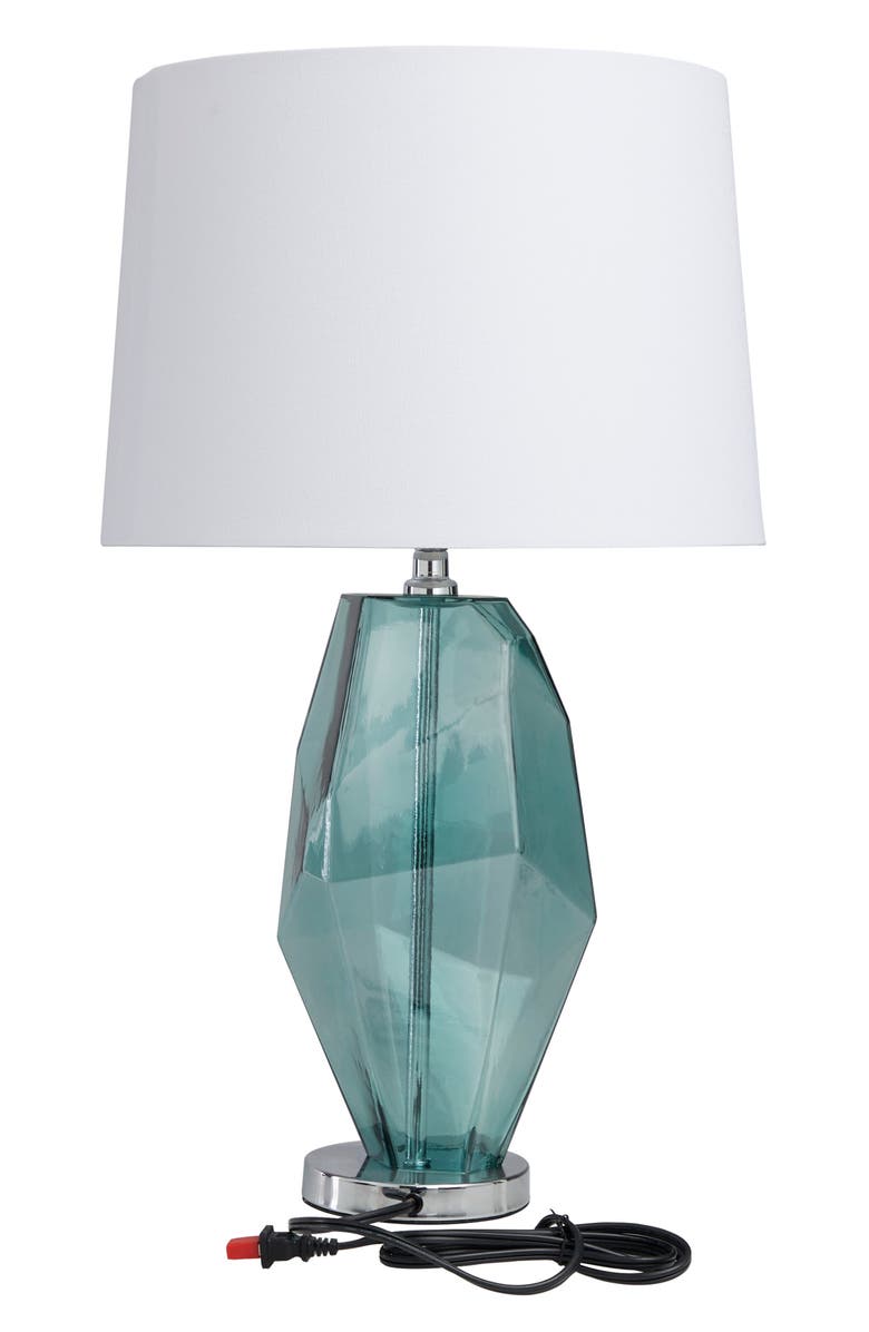 WILLOW ROW Teal Glass Table Lamp, Alternate, color, 